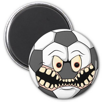angry fierce soccer ball fridge magnets