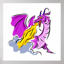 Angry Fire Dragon Poster