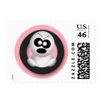 Angry Ghost - Halloween Pink Postage Stamps