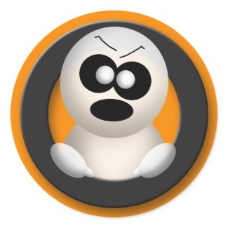 Angry Ghost - Orange Halloween Stickers sticker