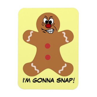 Angry Gingerbread Man Cookie Magnet