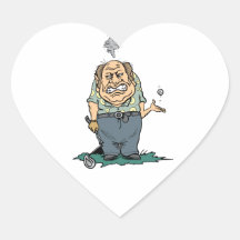 Angry Golfer T-shirts and Gifts Heart Stickers