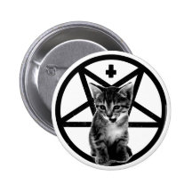 Angry Kitten Inverted Cross & Pentagram Button