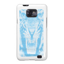 Angry Light Blue Tiger Horizontal Lines Galaxy S2 Cases