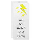 Angry Lightning Bolt. Yellow on White. Invitation