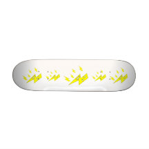 Angry Lightning Bolt. Yellow on White. Skate Board Decks