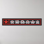 Angry Lineup - grey  on black Print