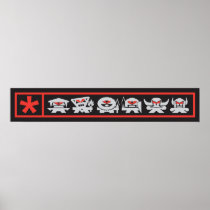 Angry Lineup - grey  on black Print