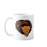 angry lion head attacking mugs