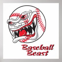 angry mean baseball vaseball beast print