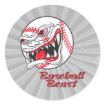 angry mean baseball vaseball beast round sticker