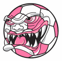 angry mean extreme soccer ball girls pink photo sculptures