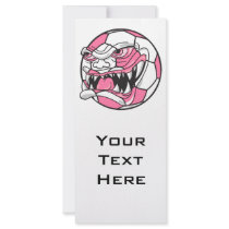 angry mean extreme soccer ball girls pink rack card design
