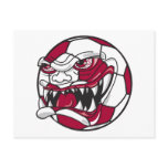 angry mean extreme soccer ball graphic post cards