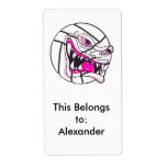 angry mean volleyball extreme pink girls personalized shipping labels