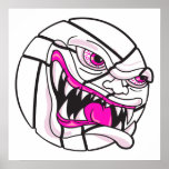 angry mean volleyball extreme pink girls posters