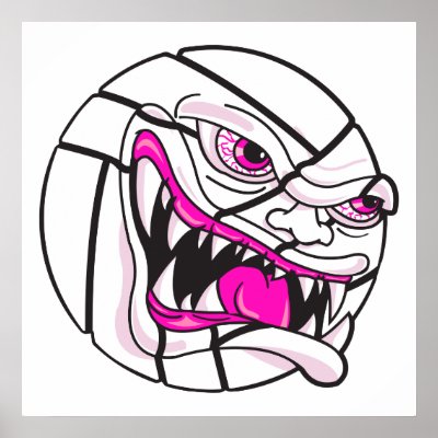 angry mean volleyball extreme pink girls posters by sports_shop