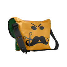 Angry Mustache Smiley custom messenger bag
