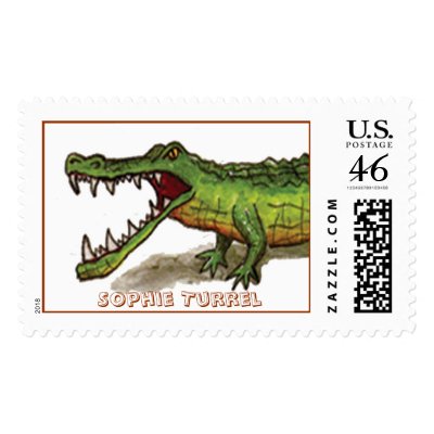 Angry Ole Gator by Sophie Turrel Postage Stamps by SophieClub