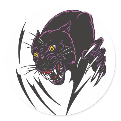 Angry Panther Round Stickers by Jungleshoppe