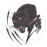 Angry Panther Round Stickers