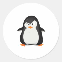 Angry Penguin Round Stickers