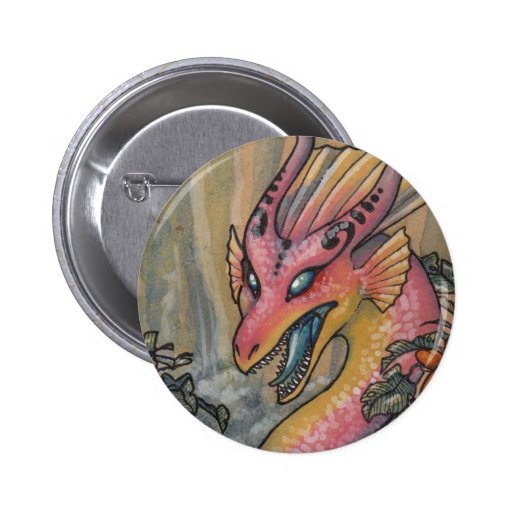 Angry pink dragon button