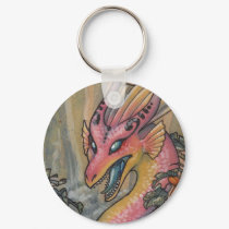 Angry pink dragon keychain by thedancingemu Angry pink dragon keychain