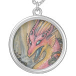 Angry pink dragon necklace