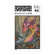 Angry pink dragon postage postage by thedancingemu Angry pink dragon postage postage