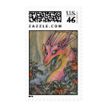 Angry pink dragon postage