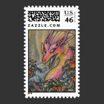 Angry pink dragon postage postage