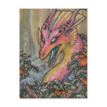 Angry pink dragon postcard