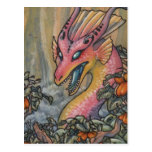 Angry pink dragon postcard