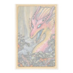 Angry pink dragon stationary personalized stationery