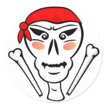 Angry Pirate Skull Sticker by elledeegee Angry Pirate Skull Sticker