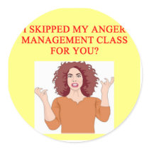 angry psychology joke round stickers