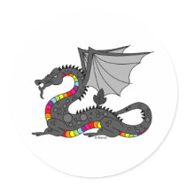 Angry Rainbow Dragon stickers by MendiSue Angry Rainbow Dragon stickers