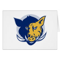 angry razorback wild pig hog boar head card