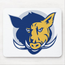 angry razorback wild pig hog boar head mousepad