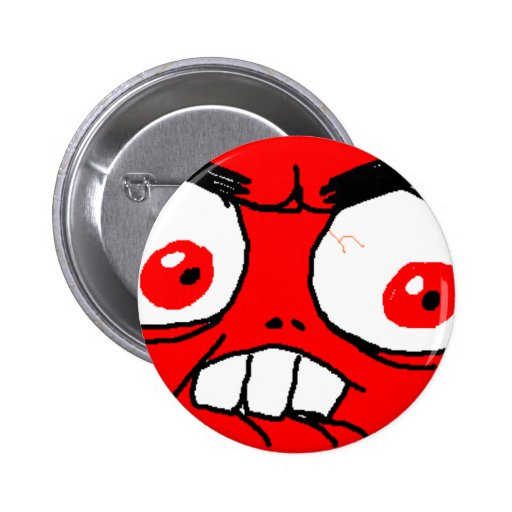 Angry Red Rage Face Pinback Button