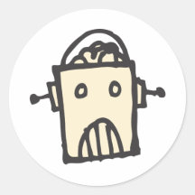 Angry Robot with Brain Sticker