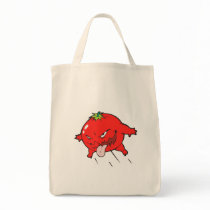 angry rotten tomato cartoon character canvas bags