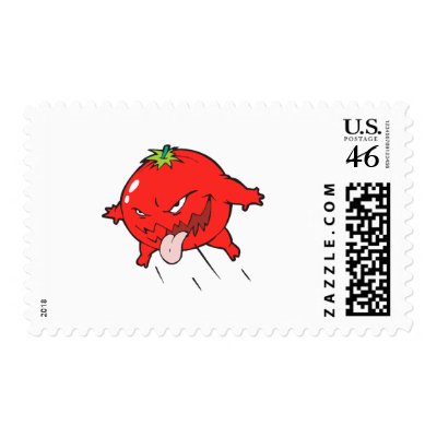 angry rotten tomato cartoon character stamps by doonidesigns
