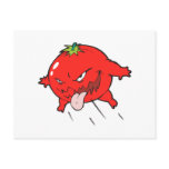 angry rotten tomato cartoon character postcard