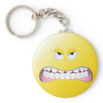 Angry Smiley Face Key Chain