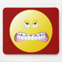 Angry Smiley Face Mouse Pads