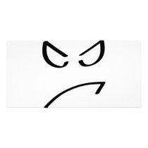 angry smiley icon personalized photo card