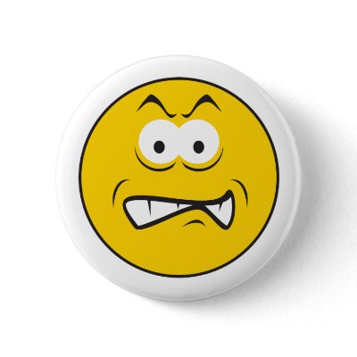 Angry Snarling Smiley Face Pinback Button by doonidesigns