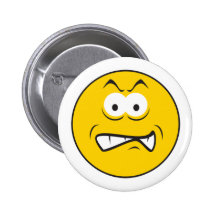 Angry Snarling Smiley Face Pinback Button